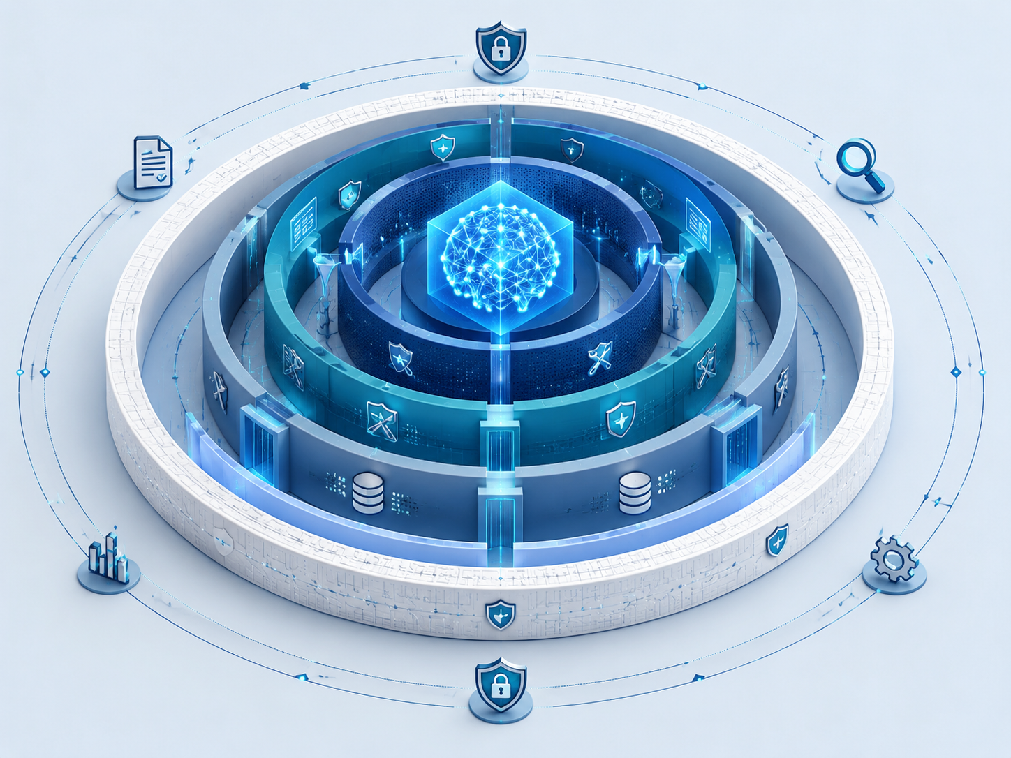 AI 五层安全护栏的概念图