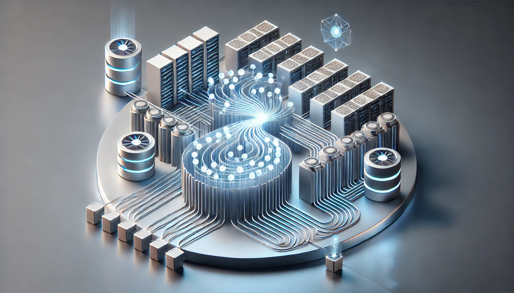 抽象的token洪峰涌入GPU集群的示意图