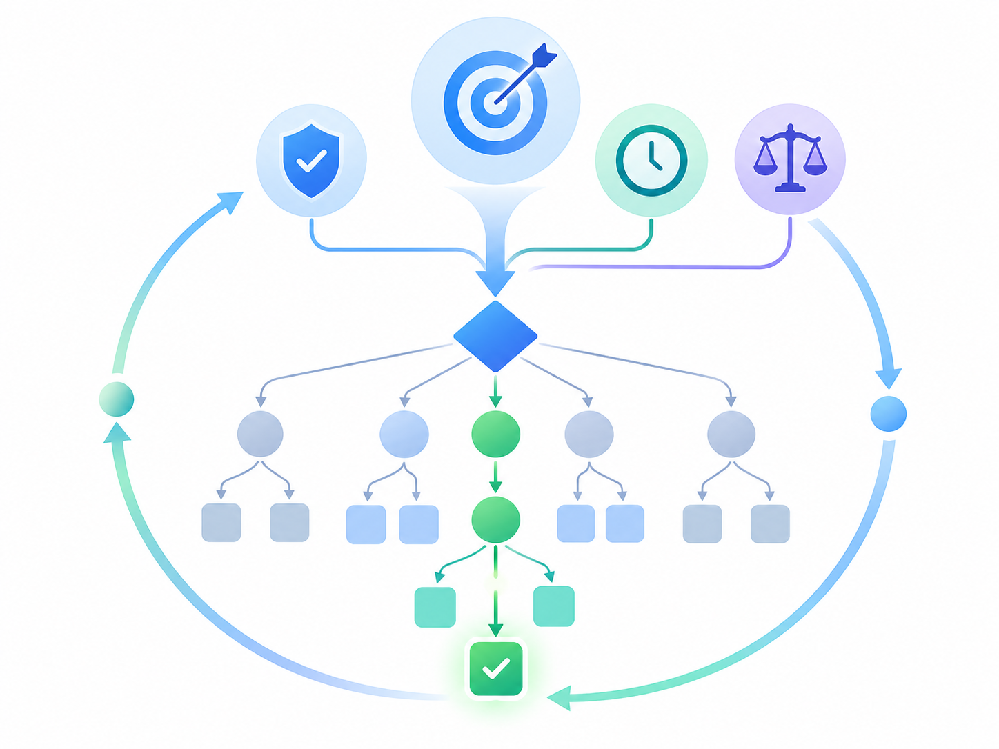 从会说到会选的抽象决策树示意图