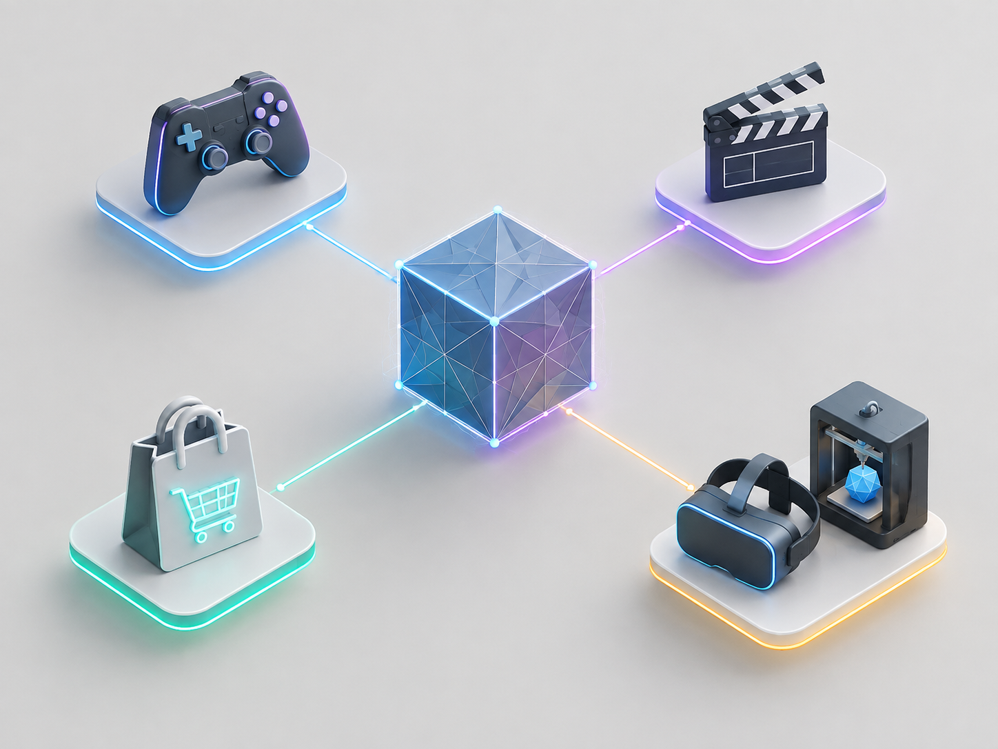 3D资产连接多种消费场景的概念图